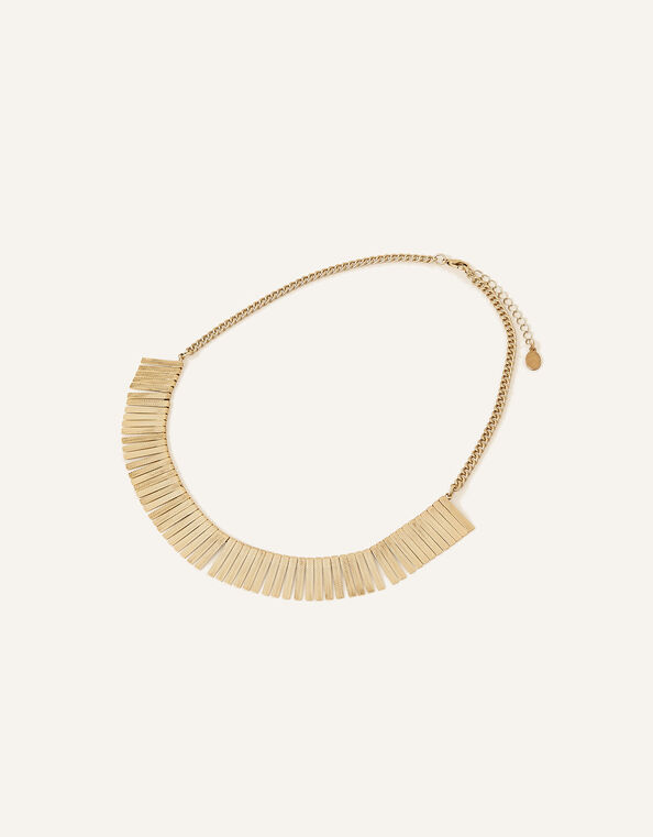 Brushed Metal Fan Necklace, , large