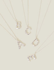 Sterling Silver-Plated Molten Initial Pendant Necklace, Silver (ST SILVER), large