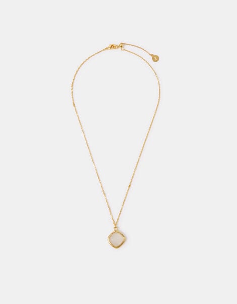 14ct Gold-Plated Cloudy Quartz Pendant Necklace, , large