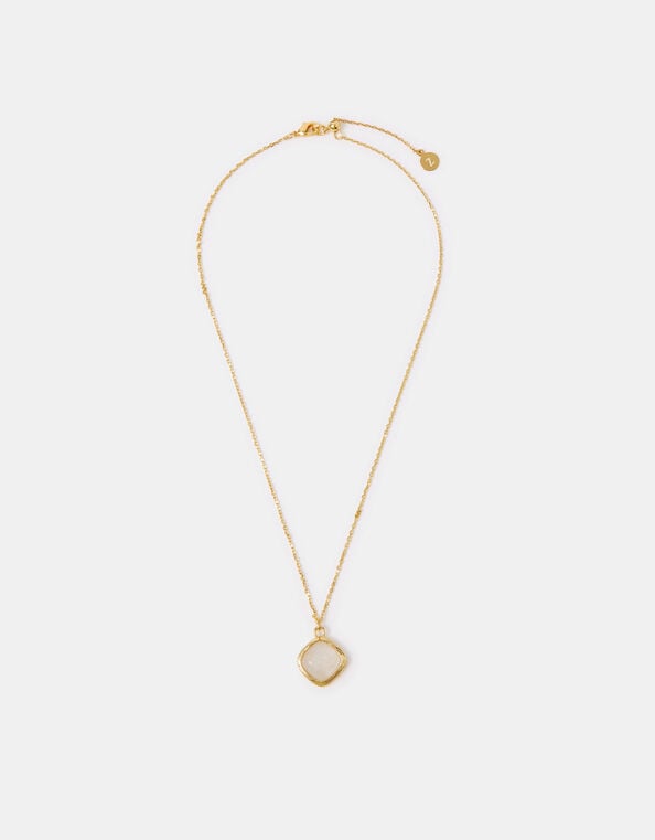 14ct Gold-Plated Cloudy Quartz Pendant Necklace, , large