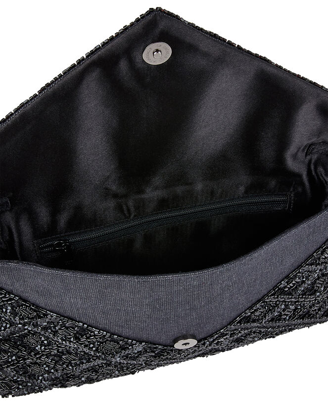 Tabitha Embellished Clutch Bag, Black (BLACK), large