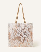 Printed Canvas Beach Bag, , large