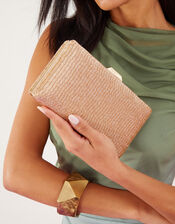 Beaded Hardcase Clutch Bag, Nude (NUDE), large