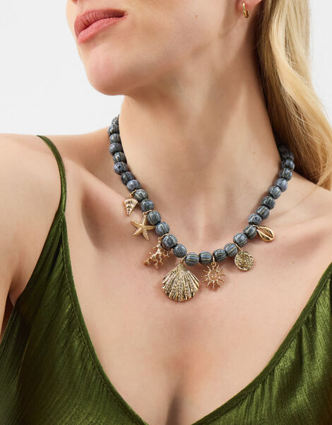 Ocean Charm Bead Necklace, , large