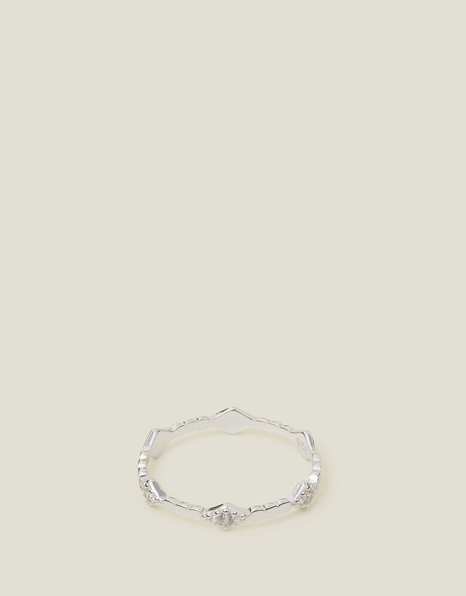 Sterling Silver Diamante Band Ring, Silver (ST SILVER), large