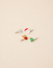Girls Christmas Hair Clips 4 Pack, , large
