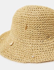Charm Straw Bucket Hat, , large