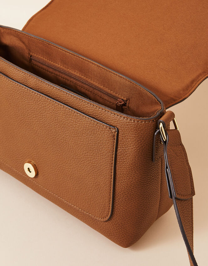Large Fold Over Cross-Body Bag, Tan (TAN), large