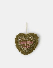 Embroidered Velvet Heart 2026 Christmas Tree Decoration, , large