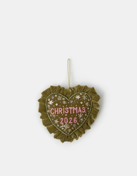 Embroidered Velvet Heart 2026 Christmas Tree Decoration, , large
