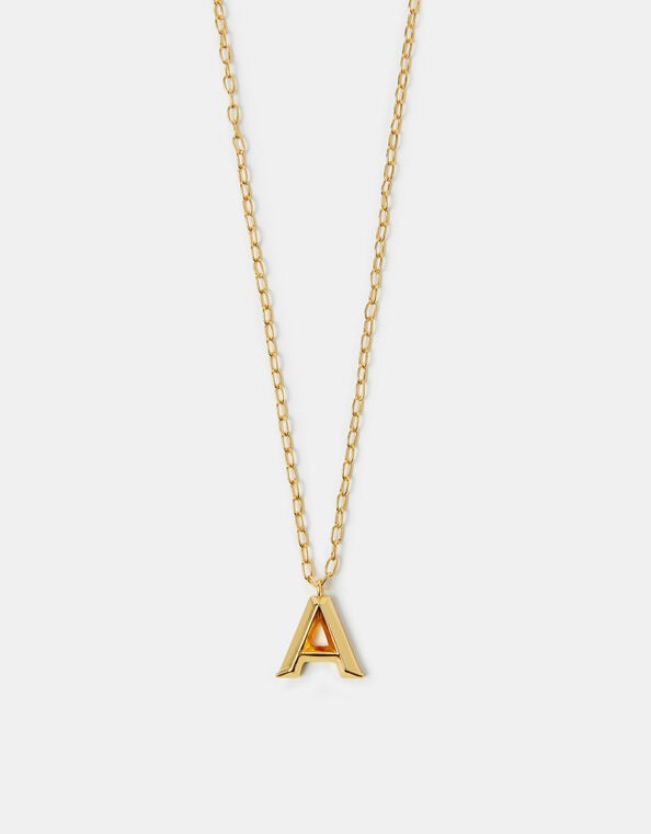 14ct Gold-Plated Long Initial Pendant Necklace, Gold (GOLD), large