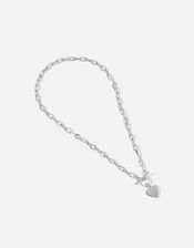 Platinum-Plated Heart Collar Necklace, , large