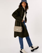 Twist Lock Chain Leather Cross-Body Bag, , large