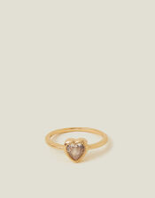 14ct Gold-Plated Sparkle Heart Ring, Gold (GOLD), large