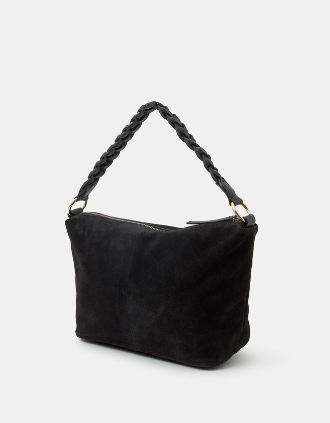 Braided Strap Suede Shoulder Bag, , large