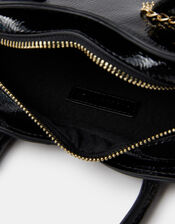 Patent Heart Crossbody Handbag , Black (BLACK), large