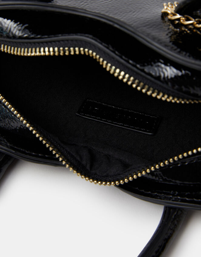 Patent Heart Crossbody Handbag , Black (BLACK), large