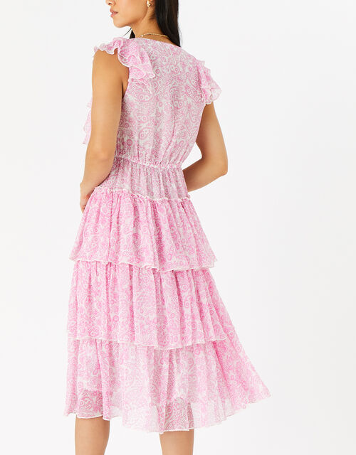 Floral Midi Ruffle Dress, Pink (PINK), large