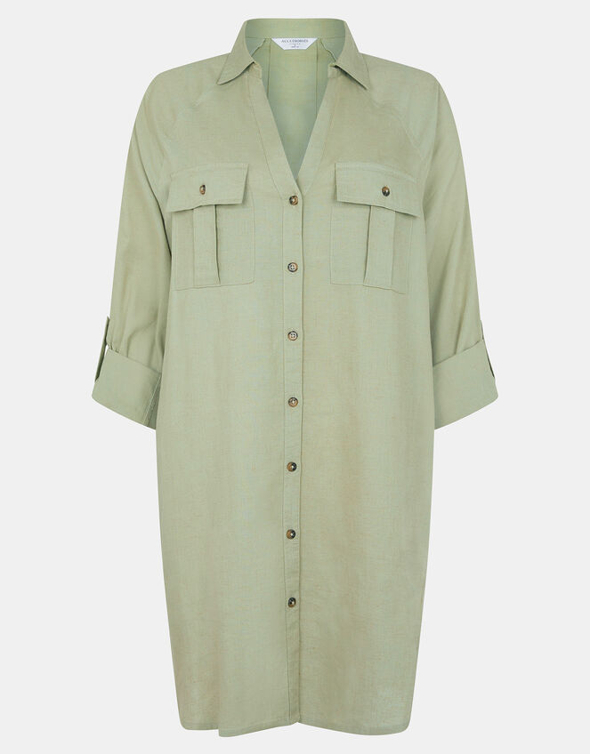 Long Sleeve Shirt Beach Cover-Up, Green (KHAKI), large