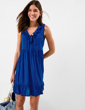 Strapless Ruffle Mini Dress, Blue (COBALT), large