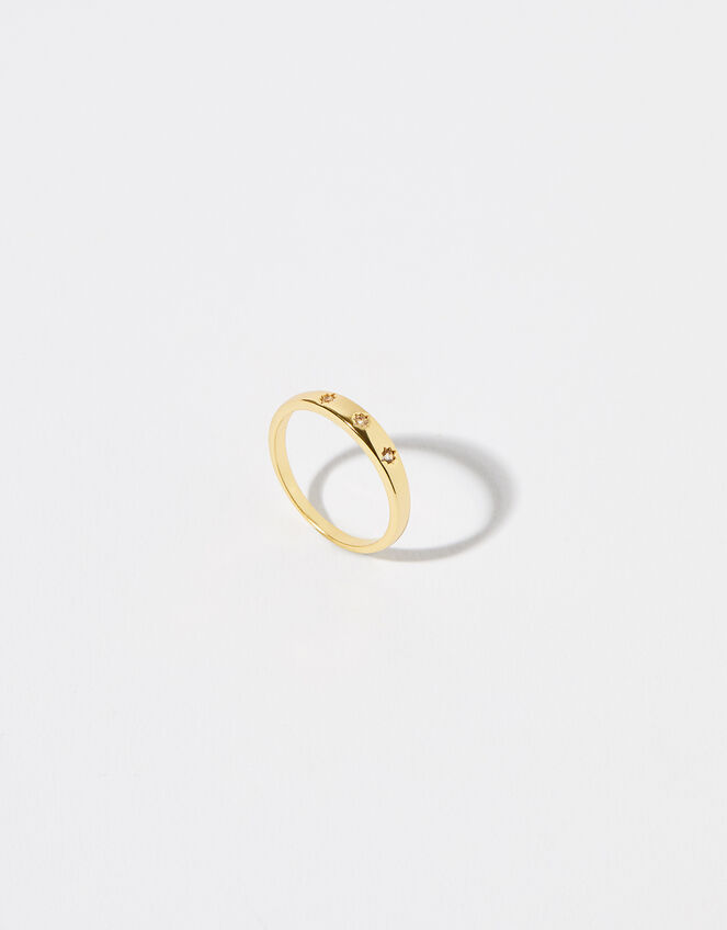 Gold Vermeil White Topaz Band Ring, Gold (GOLD), large