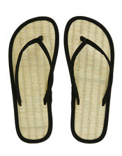 Plain Seagrass Flip Flops, Black (BLACK), large