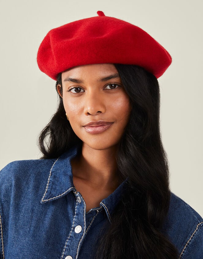 Wool Beret, Red (RED), large