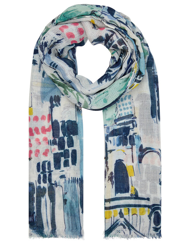 Tuscany Printed Scarf in Recycled Polyester, , large