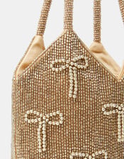 Bow Embellished Beaded Bag, , large