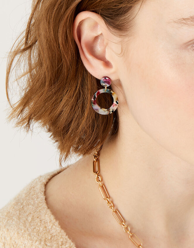 Small Tortoiseshell Short Drop Earrings, , large