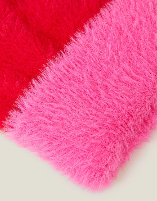 Colour Block Fuzzy Beanie Hat, , large