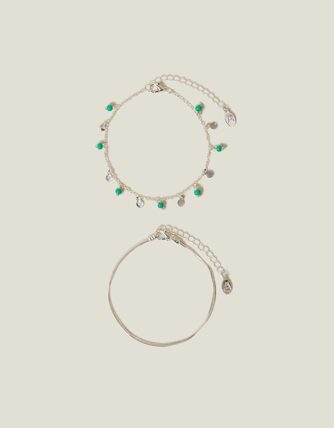 2-Pack Charm Chain Anklets, , large