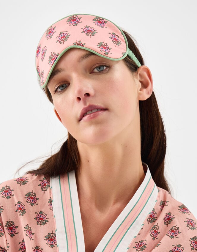 Floral Block Print Eye Mask, , large