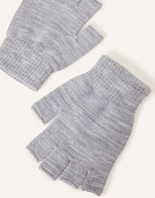 Plain Fingerless Gloves, Grey (GREY), large