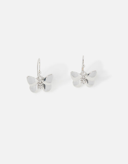 Butterfly Pave Short Drop Earrings, , large