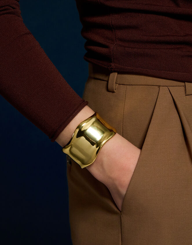 14ct Gold-Plated Molten Cuff Bracelet, , large