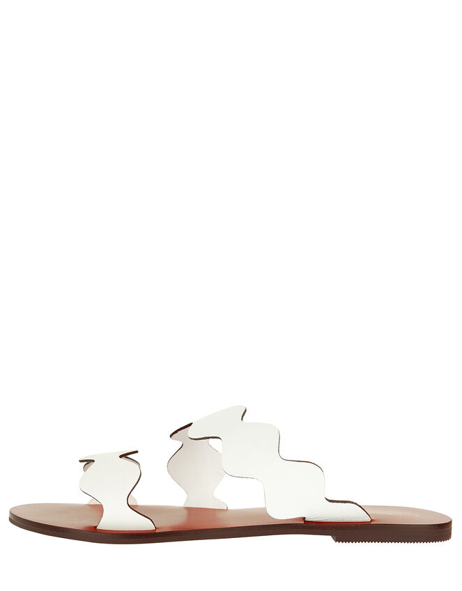 Scalloped Strap Sliders, White (WHITE), large