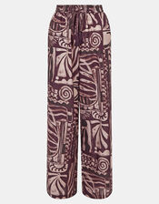 Abstract Print Wide Leg Trousers, Purple (PURPLE), large