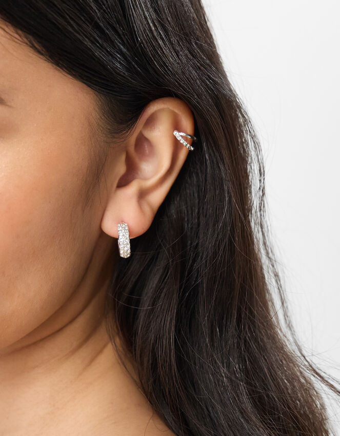 5-Pack Diamanté Hoop & Cuff Earrings, , large