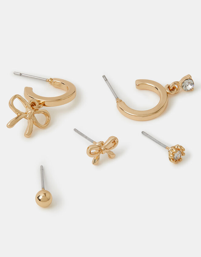 5-Pack Bow Hoop Stud Earrings, , large