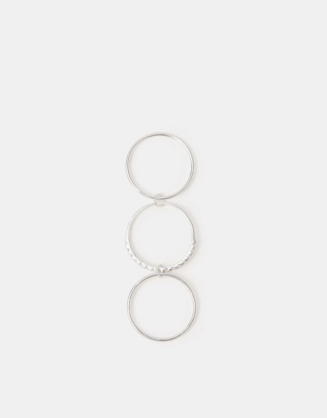Sterling Silver Triple Band Ring, Silver (ST SILVER), large
