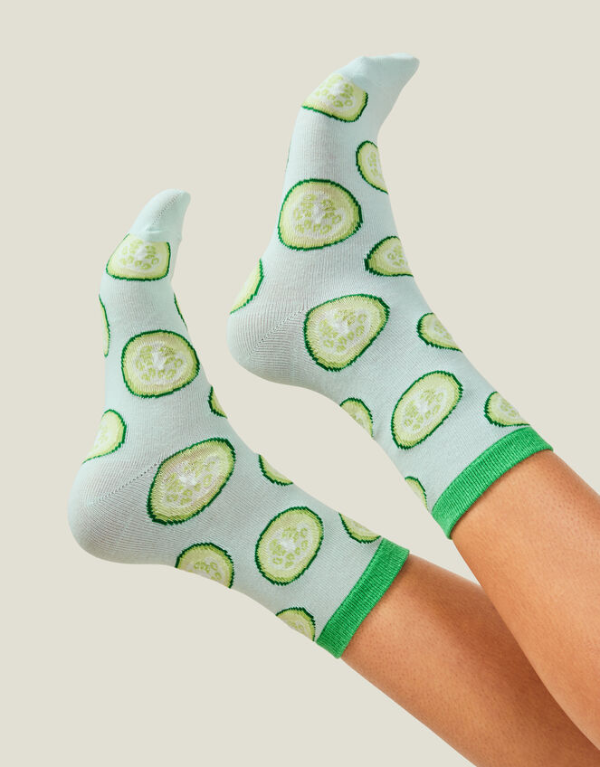 Cucumber Print Socks, , large