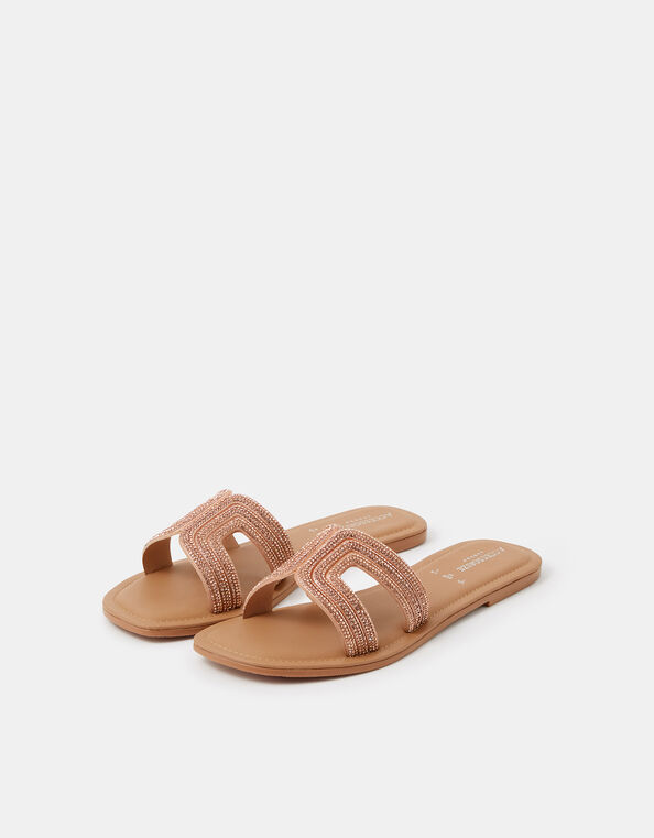 Diamant&eacute; Cut Out Slip On Sandals, Gold (ROSE GOLD), large