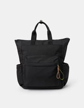 Nylon Top Handle Backpack, Black (BLACK), large