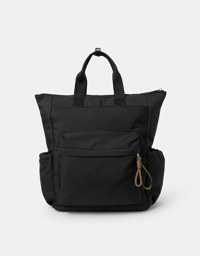 Nylon Top Handle Backpack, Black (BLACK), large