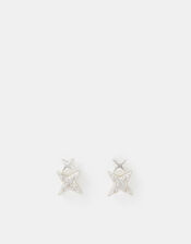Sterling Silver Star Climber Stud Earrings, , large