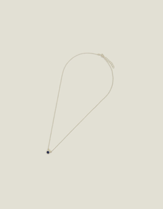 Sterling Silver Stone Pendant Necklace, , large