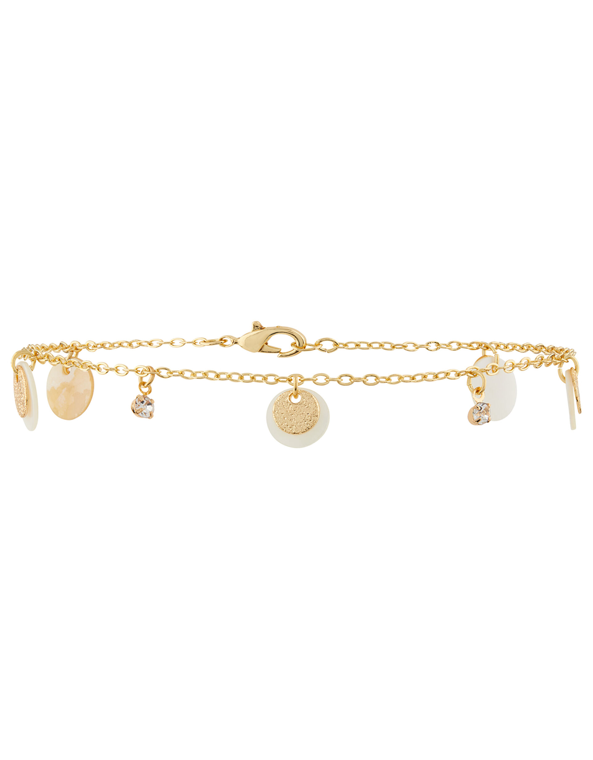 Disc and Diamante Charm Anklet, , large