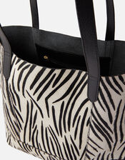 Zebra Leather Shopper Bag , , large