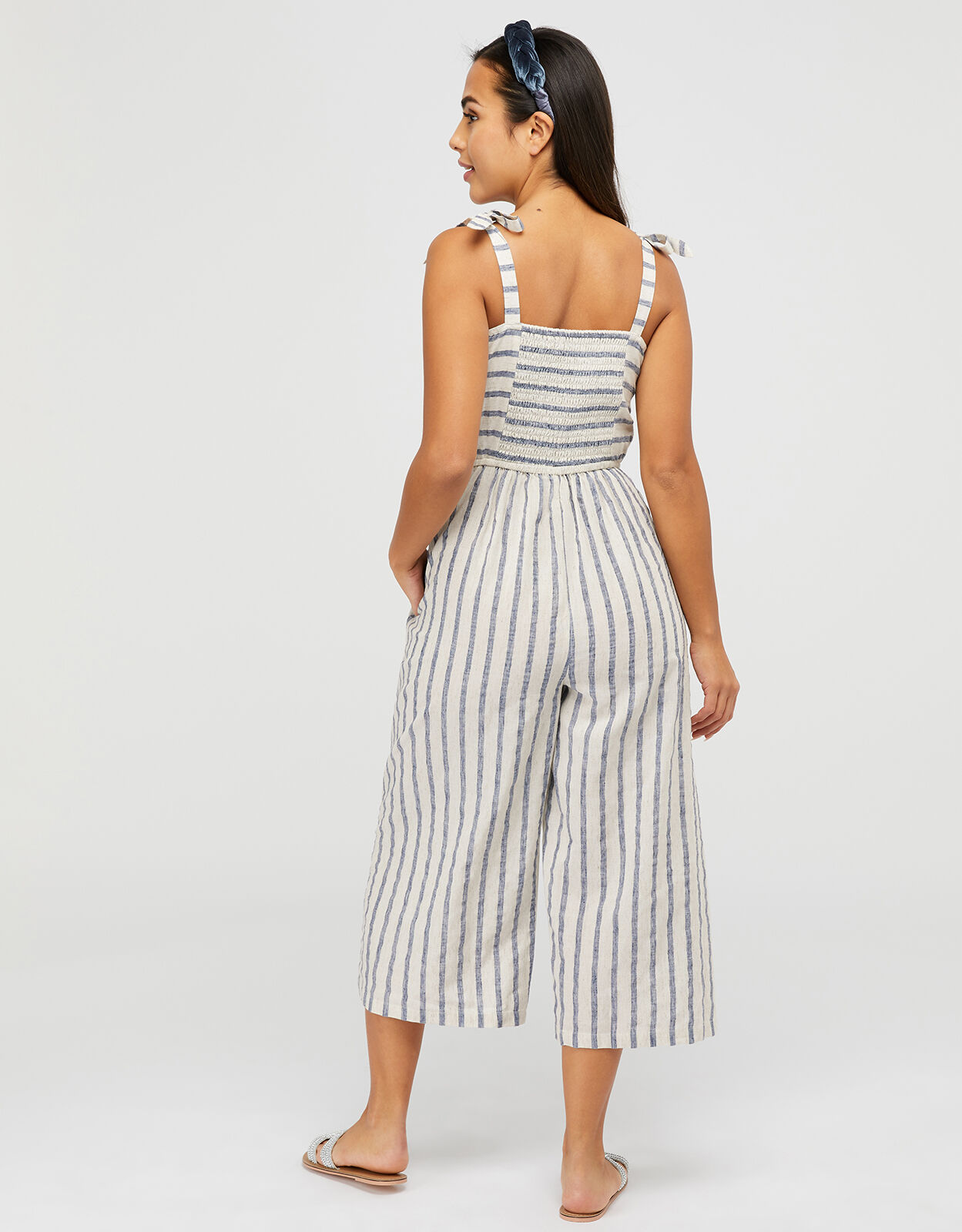 Cotton striped jumpsuit sales